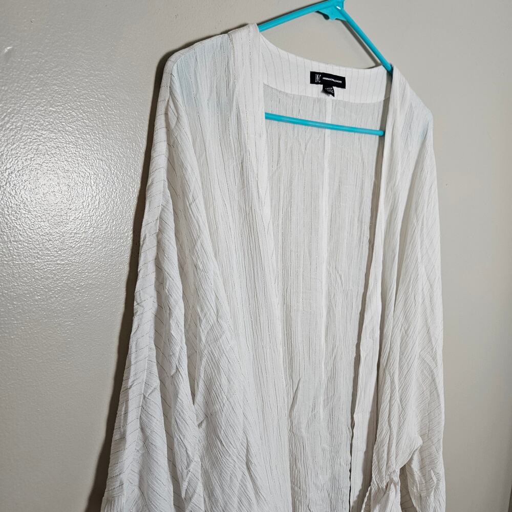NWT INC Metallic Crinkle Gauze Tie Waist Top Sz Large - Picture 3 of 14